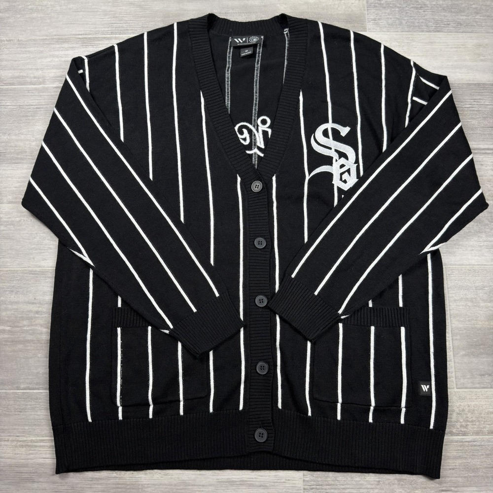 Chicago White Sox The Wild Collective Women's Medium Pinstripe Cardigan Sweater